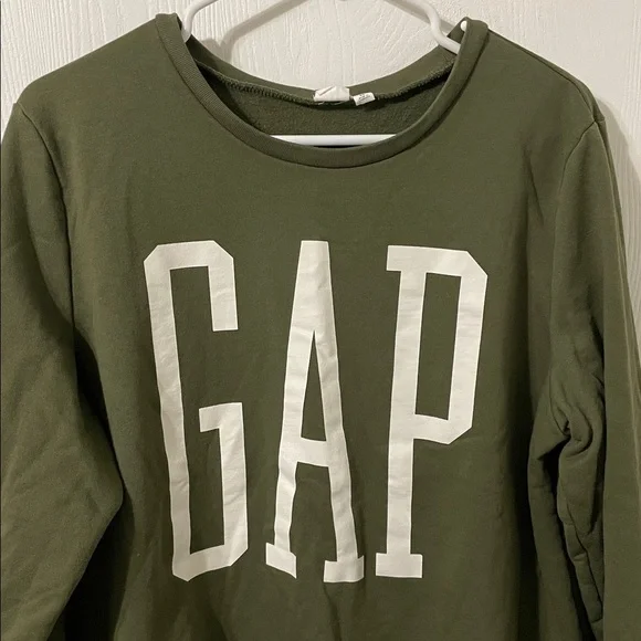 GAP Dark Green Pullover Classic Crewneck Fleece Lined with White Logo Size XL - Picture 3 of 8